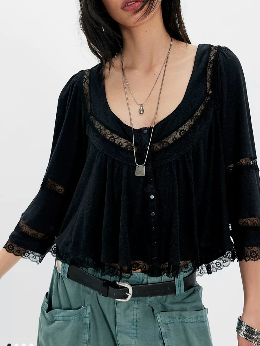 Free People Frolic Free Black Top